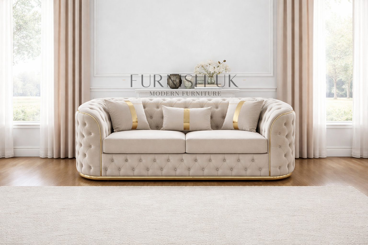 Prestige Gold Trim Chesterfield 3+2 Seater Sofa