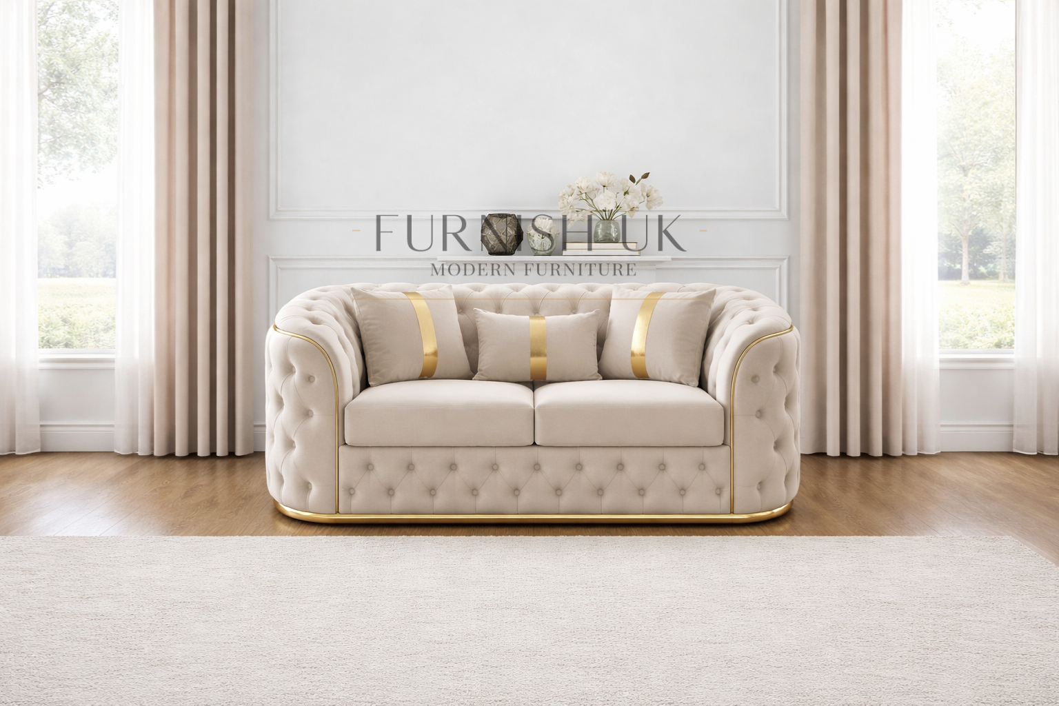 Prestige Gold Trim Chesterfield 3+2 Seater Sofa