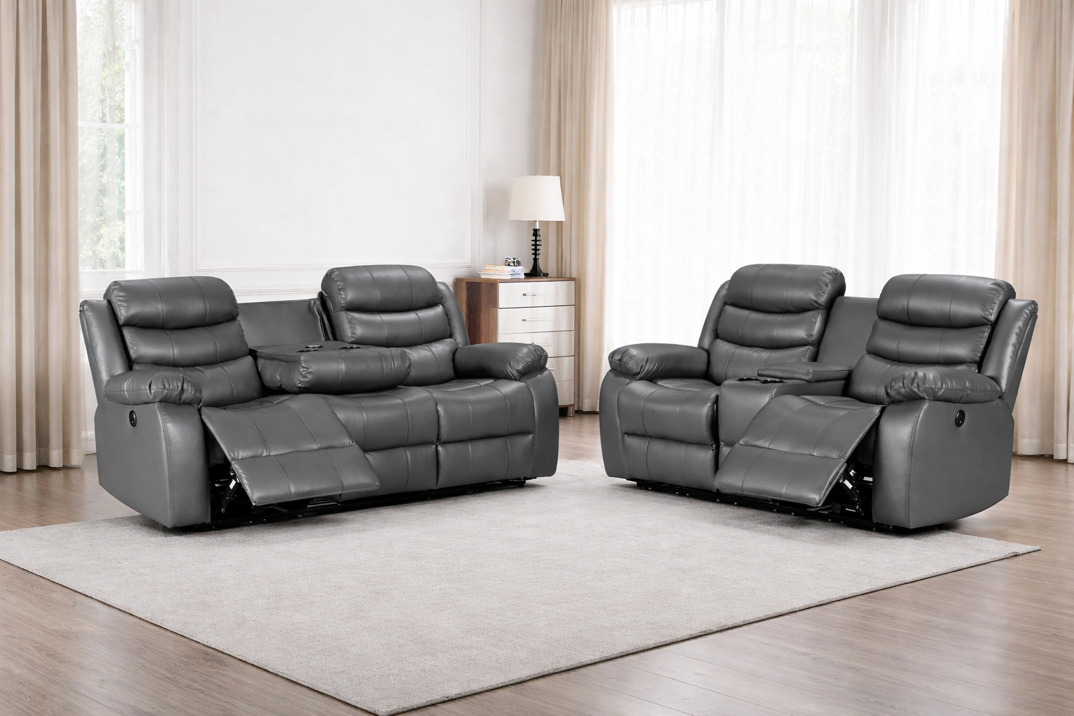 Roma 3+2 Leather Manual Recliners
