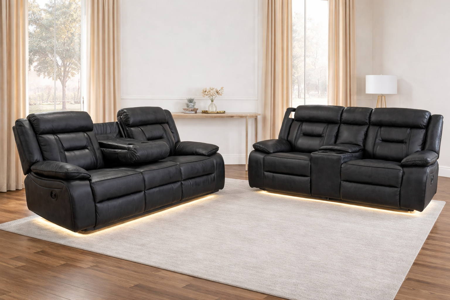 Nova Electric Recliner 3+2 seater Sofa Set With Cupholders - USB Charging Ports - Elephant Grey - 3 and 2 seater - Leather Sofa