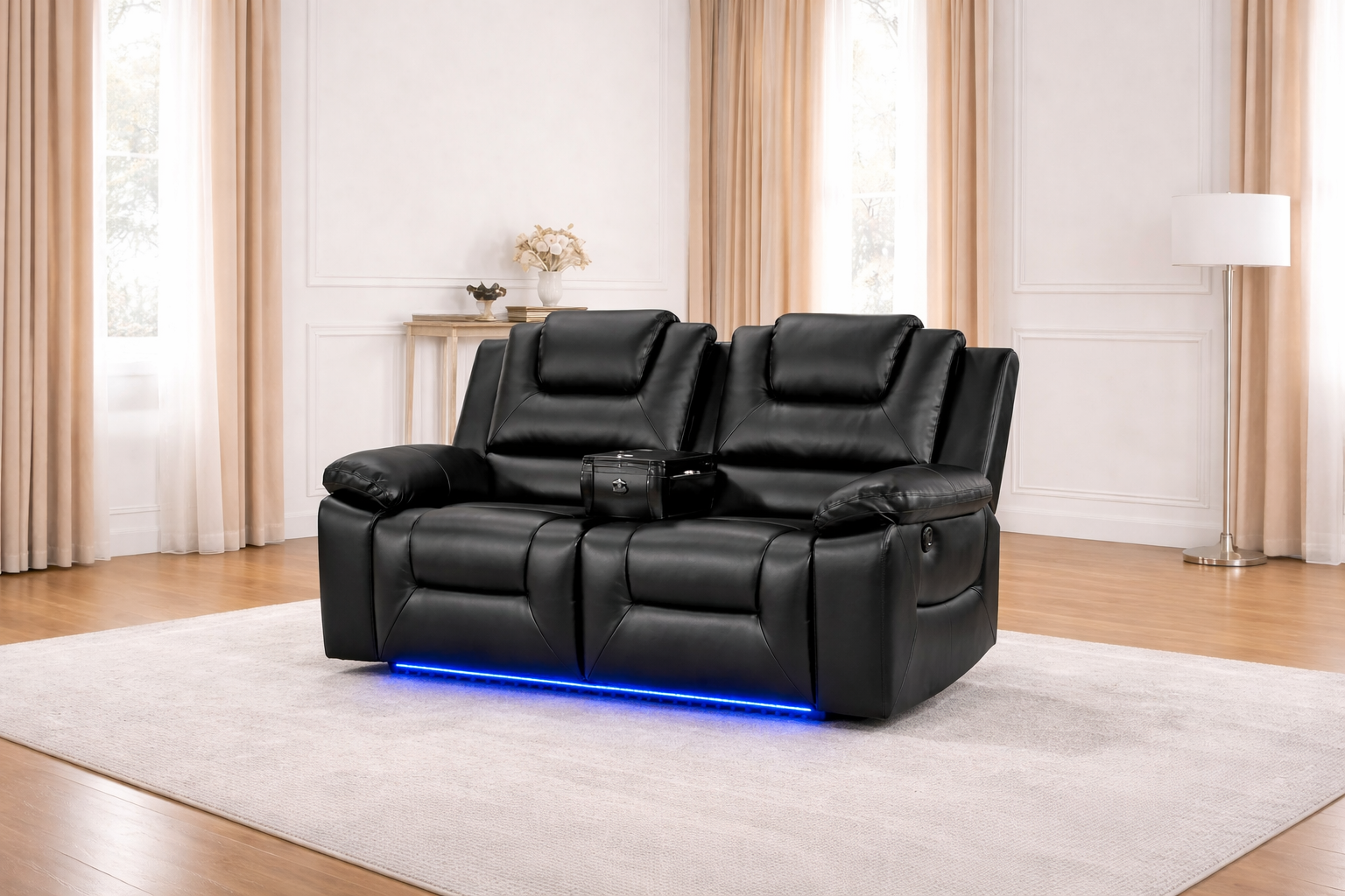Virelli 3+2 Seater Electric Recliner Sofa Set Black Leather
