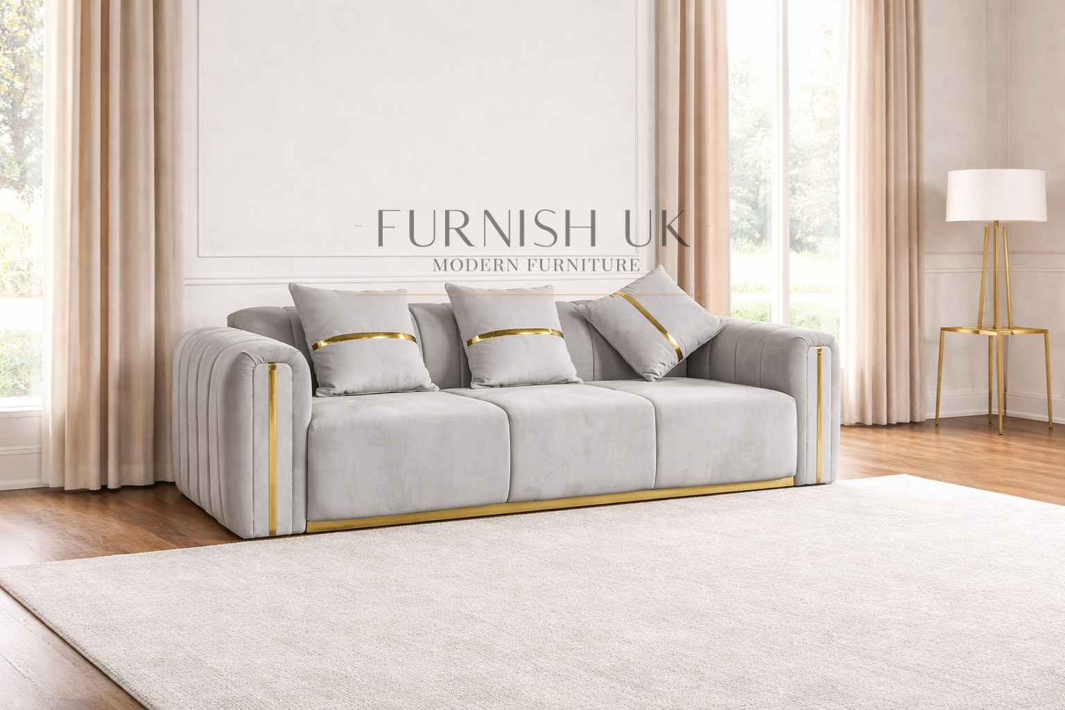 Luxe Milano with Gold Accents ( 4 Seater Sofa)
